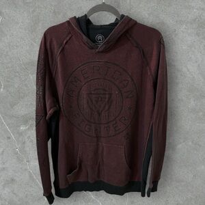 American Fighter maroon graphic print long sleeve hoodie size X-Large